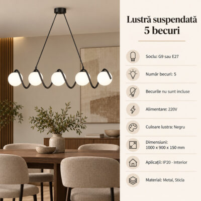 Lustra 5 Socluri Negru LZ165-5