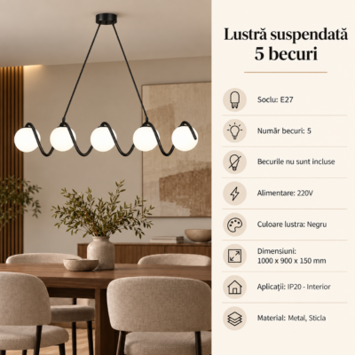 Lustra 5 Socluri Negru LZ165-5