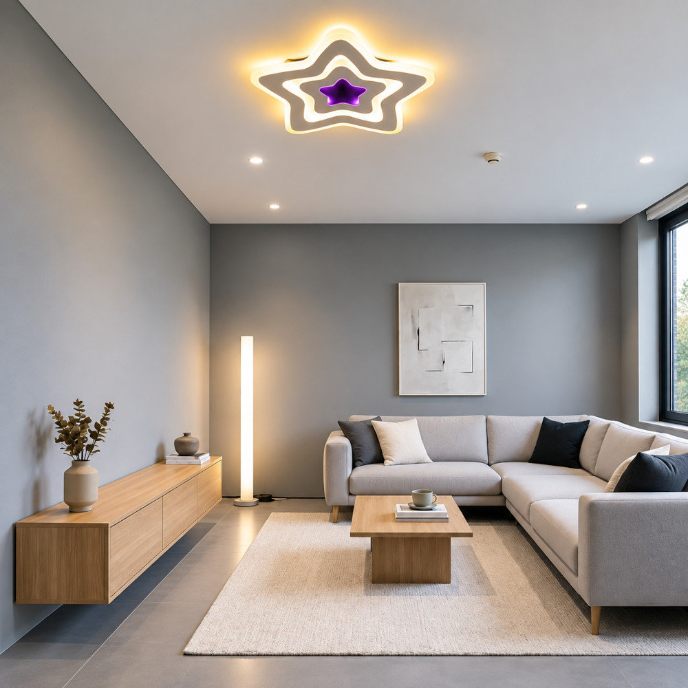 Lustra LED 100W Alba 3 Functii RGB cu Telecomanda LZ9211-500 3 Lustra LED 100W Alba 3 Functii RGB cu Telecomanda LZ9211-500 - imagine 3
