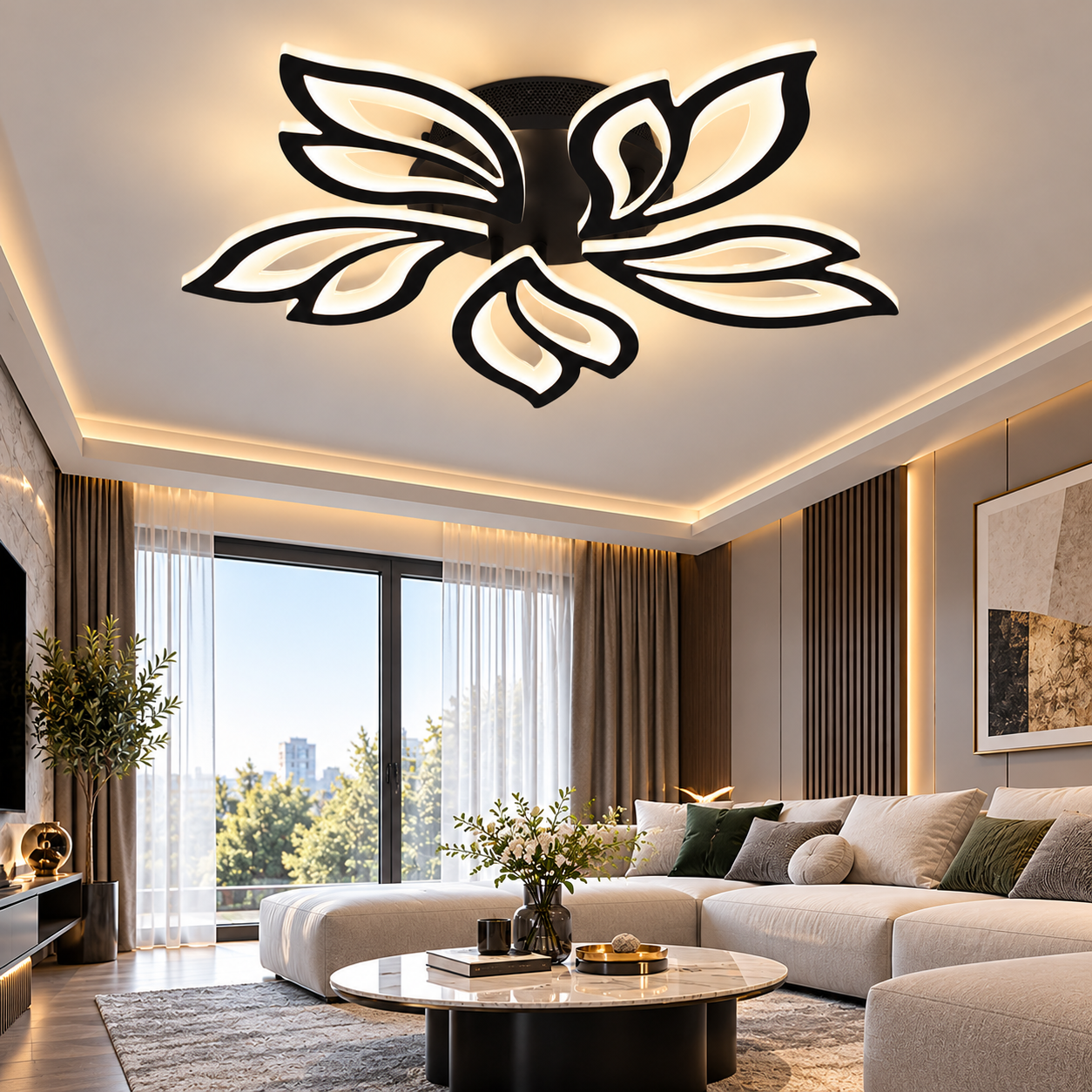 Lustra LED 110W Neagra 3 Functii Dimabila cu Telecomanda LZ9462-5 2 Lustra LED 110W Neagra 3 Functii Dimabila cu Telecomanda LZ9462-5 - imagine 2