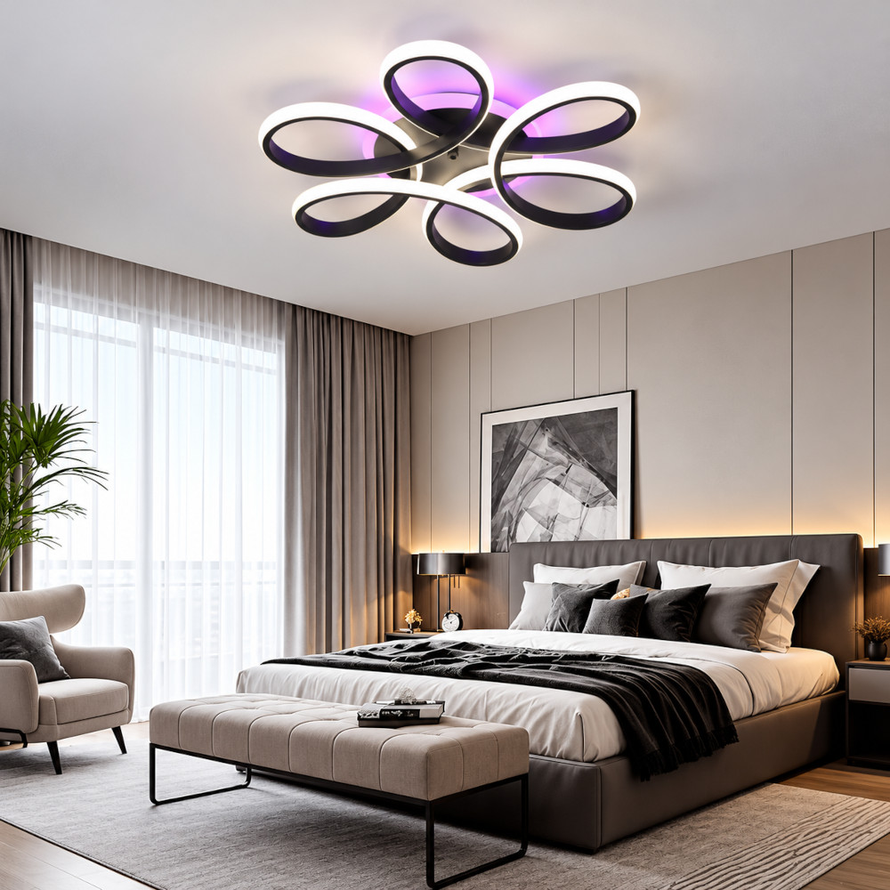 Lustra LED 130W Negru 3 Functii RGB cu Telecomanda LZ480 3 Lustra LED 130W Negru 3 Functii RGB cu Telecomanda LZ480 - imagine 3