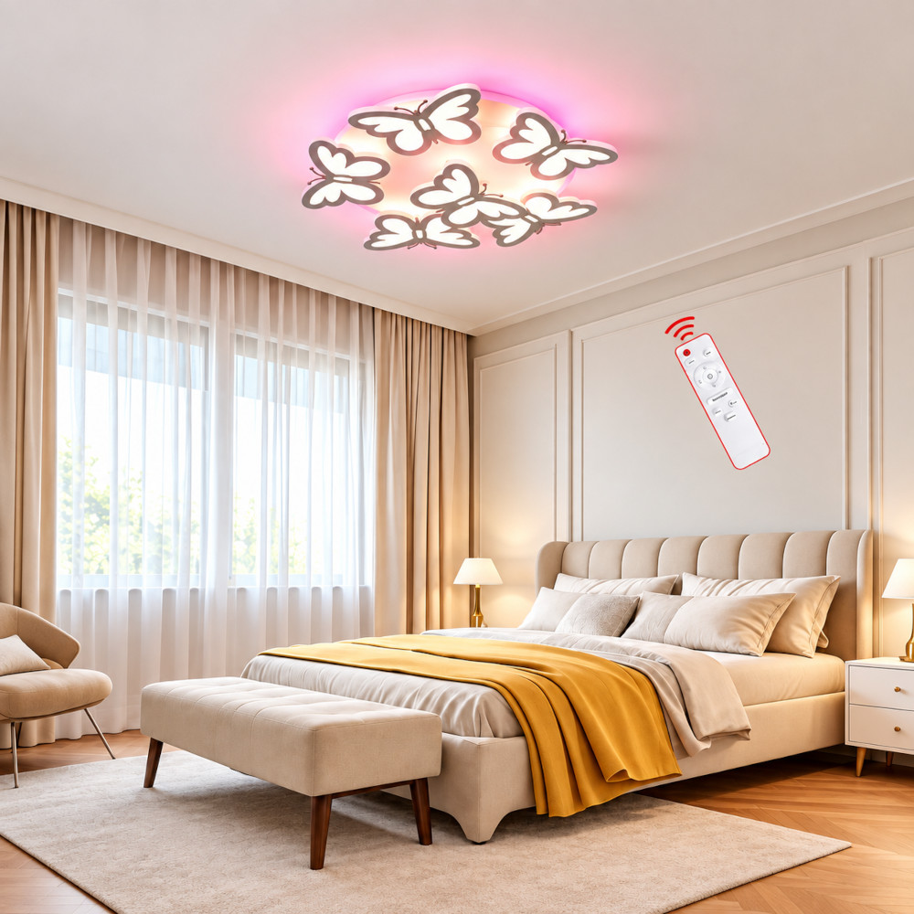 Lustra LED 156W Alba 3 Functii RGB cu Telecomanda LZ157-6 3 Lustra LED 156W Alba 3 Functii RGB cu Telecomanda LZ157-6 - imagine 3