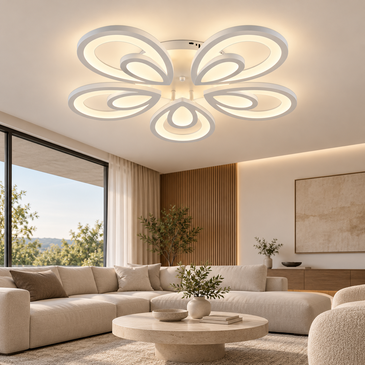 Lustra LED 160W Alba 3 Functii LZ5150-5 2 Lustra LED 160W Alba 3 Functii LZ5150-5 - imagine 2