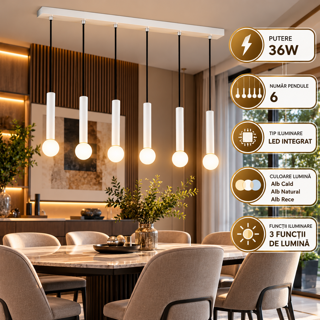 Lustra LED 36W 3 Functii LZ1017-6 1 Lustra LED 36W 3 Functii LZ1017-6