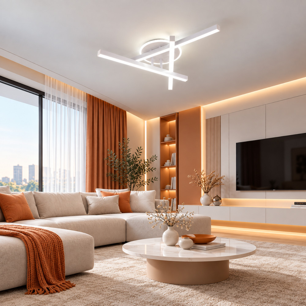 Lustra LED 46W Alba 3 Functii cu Telecomanda LZ113-3B+1 2 Lustra LED 46W Alba 3 Functii cu Telecomanda LZ113-3B+1 - imagine 2