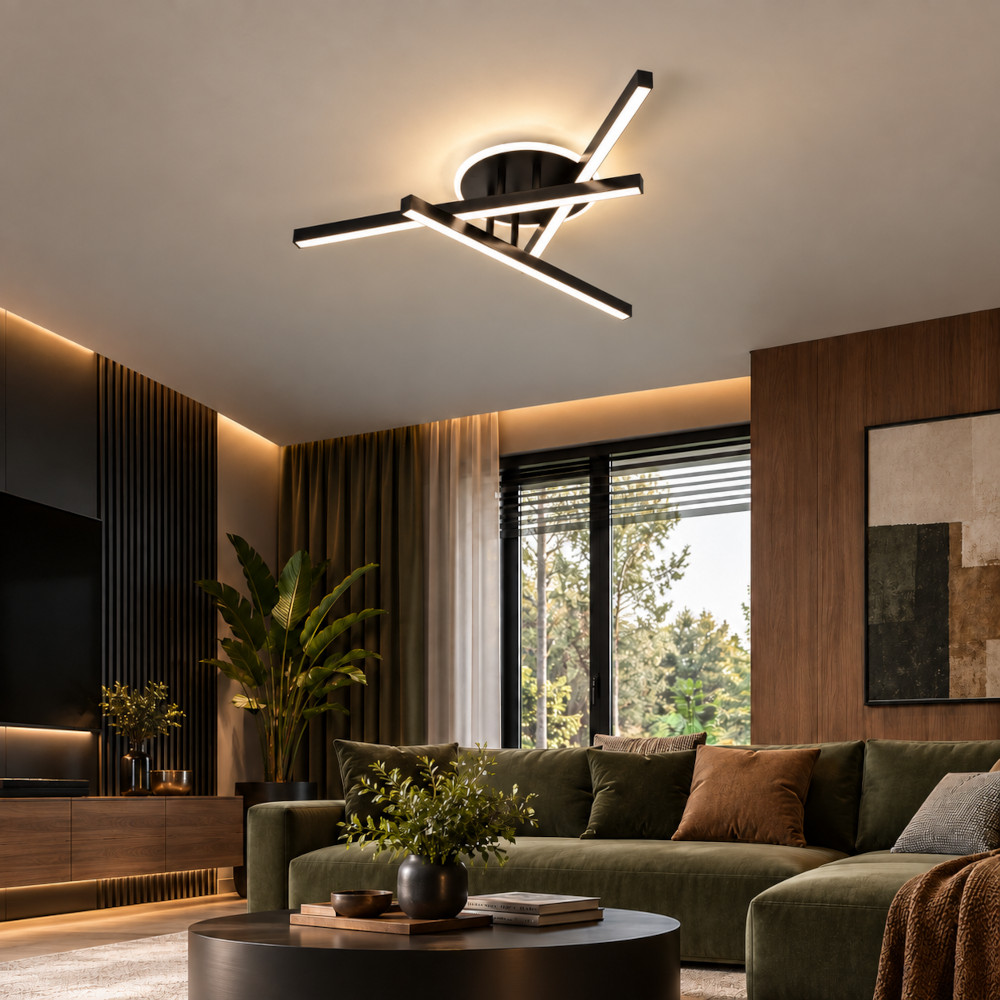 Lustra LED 46W Neagra 3 Functii cu Telecomanda LZ113-3B+1 2 Lustra LED 46W Neagra 3 Functii cu Telecomanda LZ113-3B+1 - imagine 2