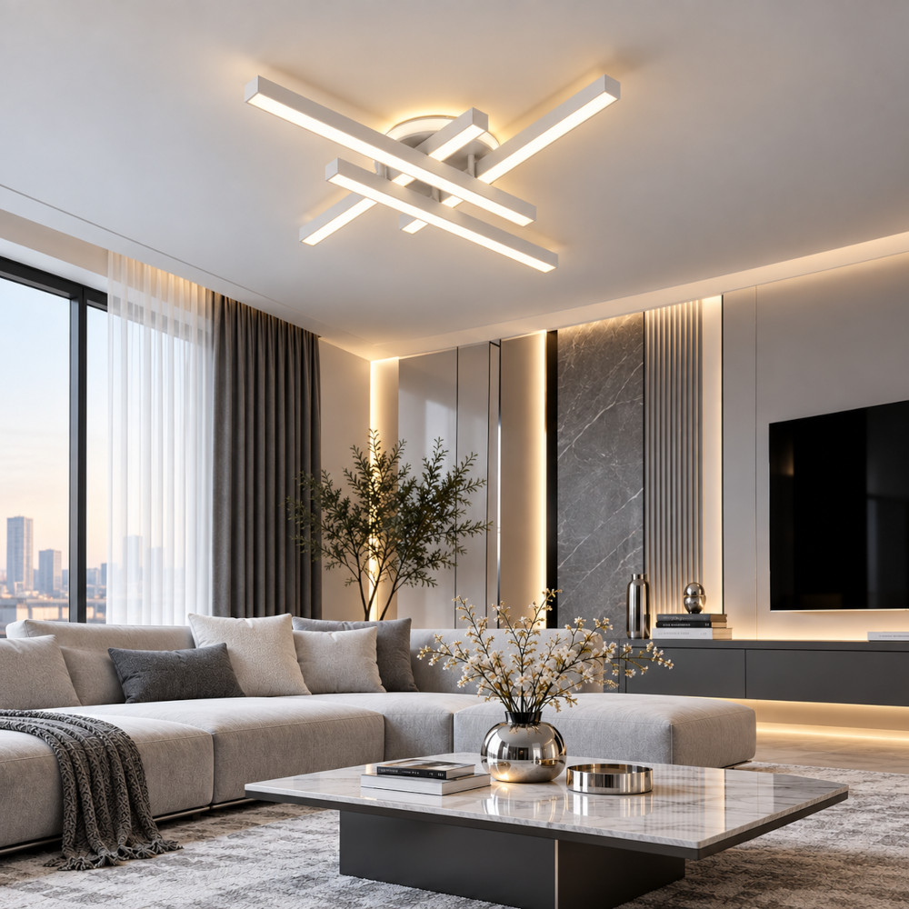 Lustra LED 52W Alba 3 Functii cu Telecomanda LZ113-4+1S 2 Lustra LED 52W Alba 3 Functii cu Telecomanda LZ113-4+1S - imagine 2