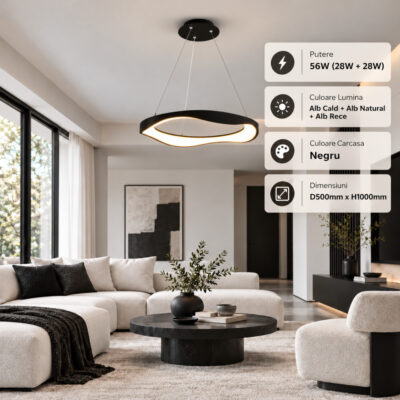 Lustra LED 56W Neagra 3 Functii LZ1602-500