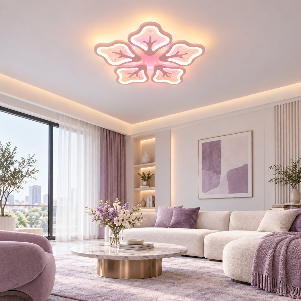 Lustra LED 90W Alba 3 Functii RGB cu Telecomanda LZ156-5 2 Lustra LED 90W Alba 3 Functii RGB cu Telecomanda LZ156-5 - imagine 2