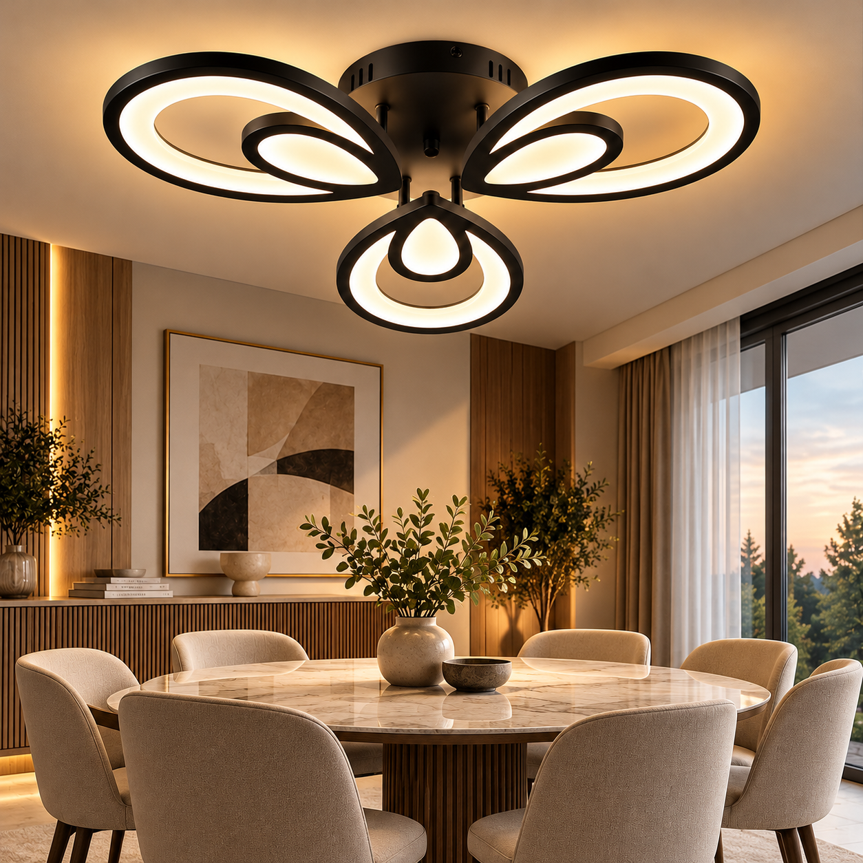 Lustra LED 96W Neagra 3 Functii LZ5150-3 2 Lustra LED 96W Neagra 3 Functii LZ5150-3 - imagine 2