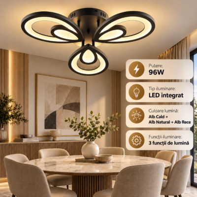 Lustra LED 96W Neagra 3 Functii LZ5150-3