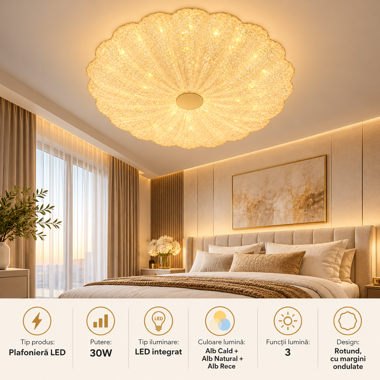 Plafoniera LED 30W Rotunda 3 Functii LZ026-230 1 Plafoniera LED 30W Rotunda 3 Functii LZ026-230