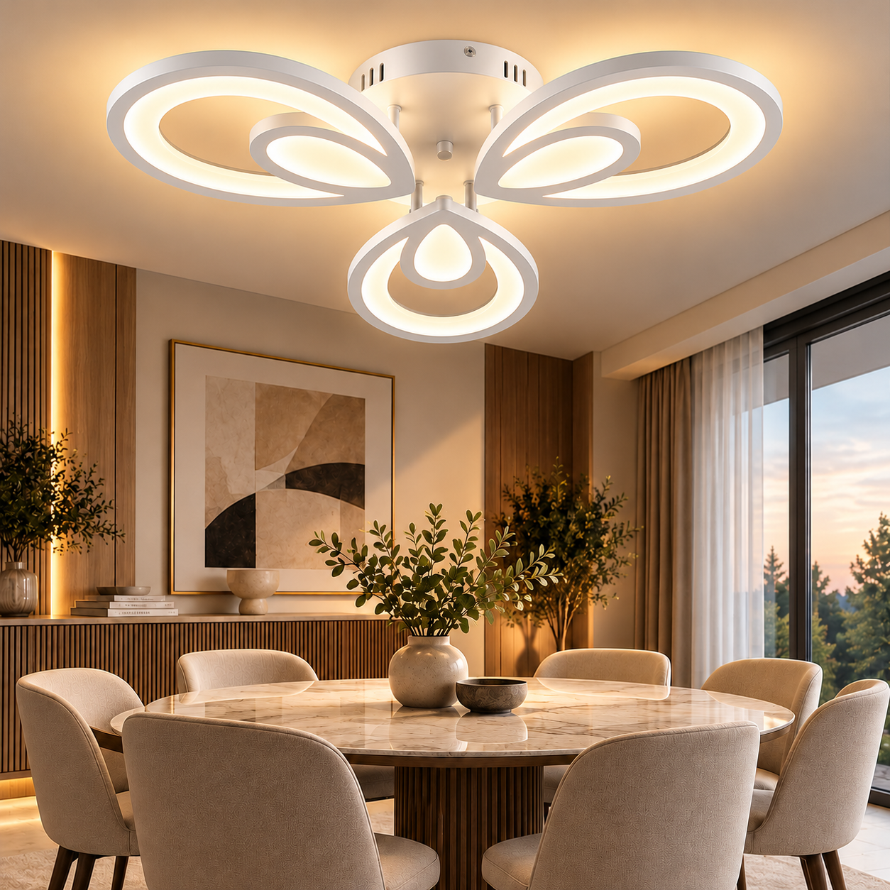Lustra LED 96W Alba 3 Functii LZ5150-3 2 Lustra LED 96W Alba 3 Functii LZ5150-3 - imagine 2