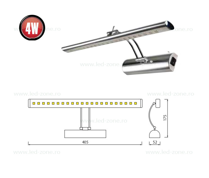aplica led 4w suport nichelat lzf4 1