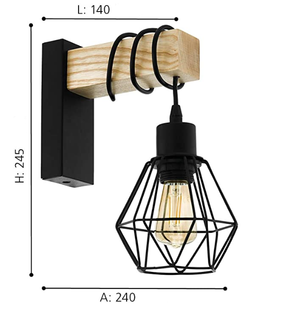 Aplica 1 Soclu E27 Vintage Townshend 5 5 aplica vintage 1 pendul aplicat townshend5 descriere