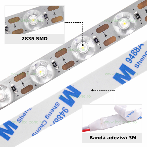 Banda LED 2835 48 SMD/ML Lupa 24V Rola 10m Diverse Culori 8 banda led 2835 48 smd ml lupa 24v rola 10m 2