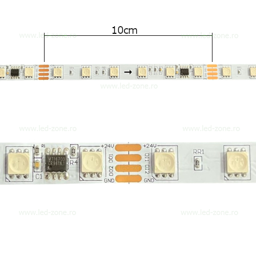 Banda LED 5050 60 SMD/ML RGB Interior Digitala 24V Rola 10m 1 banda led 5050 60 smd ml rgb interior digitala 24v mt16703 1