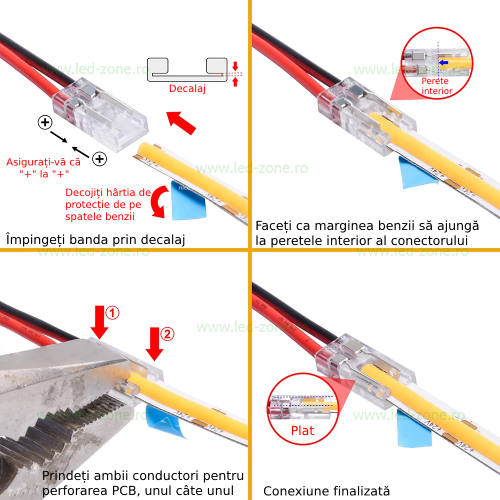 Conector Alimentare 2 Fire Banda LED COB 10mm Interior 1 conector alimentare 2 fire banda led cob 5mm 8mm 10mm interior p3