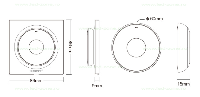Variator MiBoxer RF Montaj Perete cu Telecomanfda Detasabila 16 telecomanda miboxer rf montaj perete detasabila 7