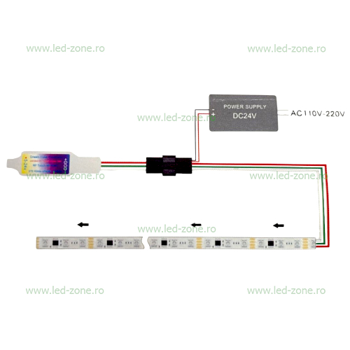 controller banda led rgb digitala mt16703 ic 24v cu telecomanda rf aplicata 4