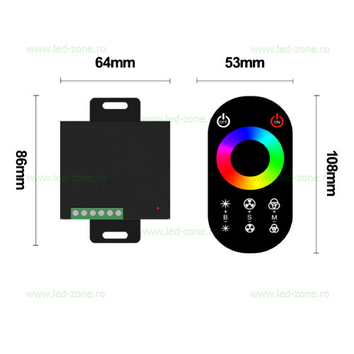 controller banda led rgb 432w telecomanda rf 1