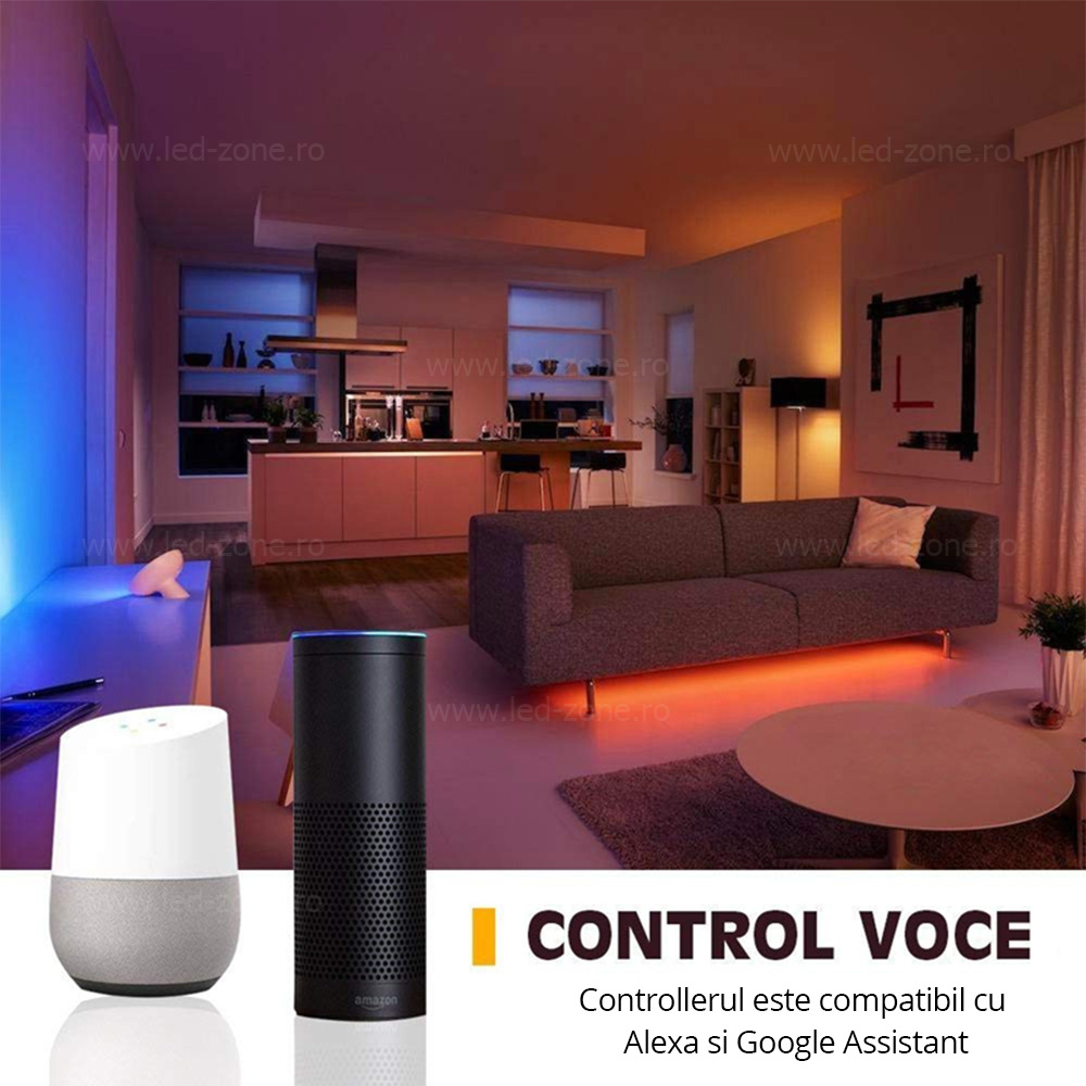 Controller Banda LED RGBW 8A 100W WI-FI 1 controller banda led rgb rgbw 12a 144w wifi