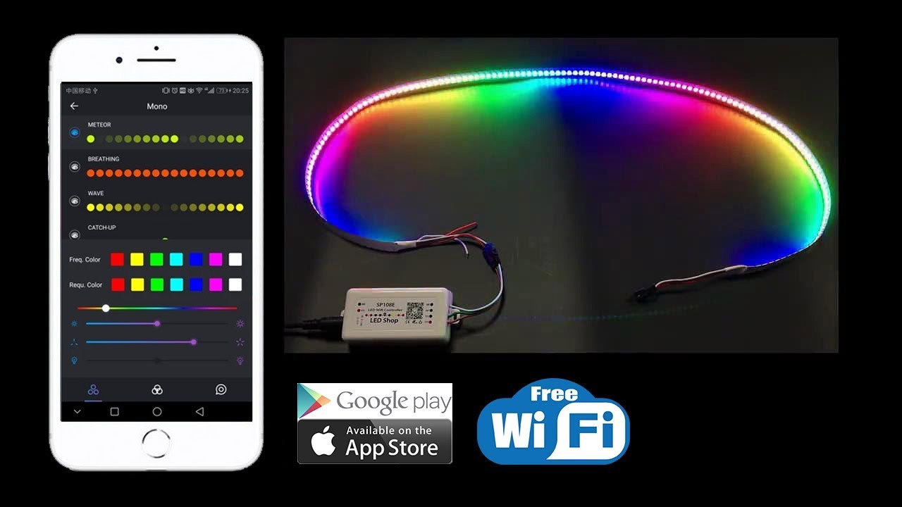 controller banda led rgb digitala 12a 144w wi fi aplicatii 2