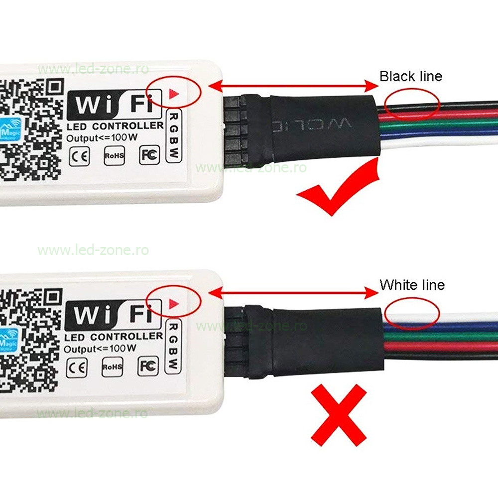 Controller Banda LED RGBW 8A 100W WI-FI si Telecomanda IR 1 mini controller banda led rgbw 8a 100w wifi si telecomanda ir 1