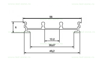 Profil Aluminiu Aplicat Dispersor Mat 1M 13MM 3 profil aluminiu aplicat dispersor mat 1m 13mm 2