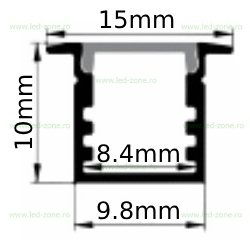 Profil Aluminiu Incastrat Dispersor Alb 2M 8.4MM 5 profil aluminiu incastrat dispersor alb 2m 8 4mm 4