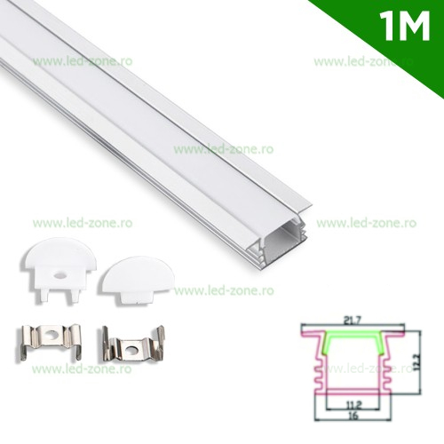 Profil Aluminiu Incastrat Dispersor Mat 1M 11.2MM 1 profil aluminiu incastrat dispersor mat 1m 11.2mm
