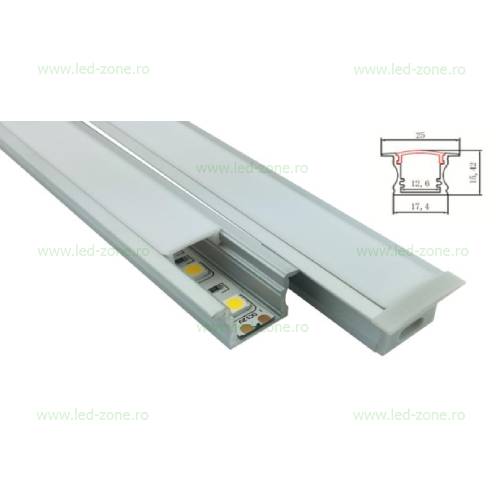Profil Aluminiu Incastrat Dispersor Mat 1M 12.6MM 4 profil aluminiu incastrat dispersor mat 1m 12 6 mm