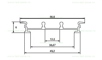 Profil Aluminiu Incastrat Dispersor Mat 1M 13MM 1 profil aluminiu incastrat dispersor mat 1m 13mm 4