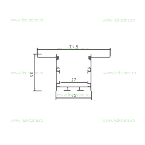 Profil Aluminiu Incastrat Sub Tencuiala Negru 2M Dispersor Negru 27MM 1 profil aluminiu incastrat sub tencuiala dispersor negru 2m 71mm lz3098 1