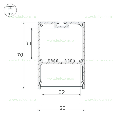 Profil Aluminiu Suspendat Negru Dispersor Alb 2M 32MM 5 profil aluminiu suspendat negru dispersor alb 2m 32mm 4