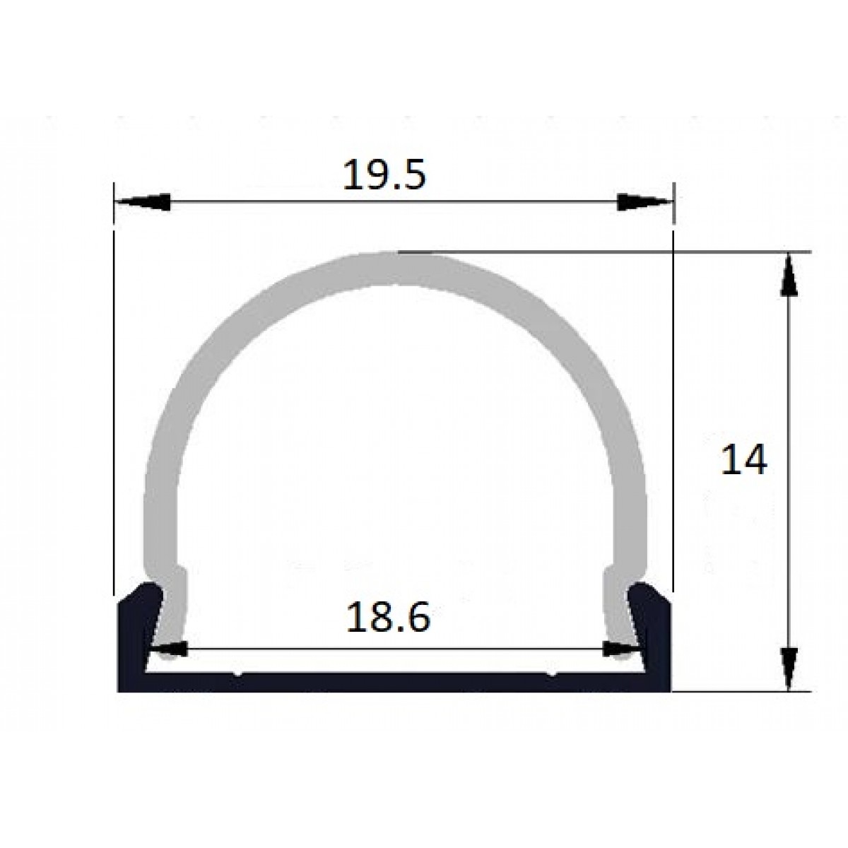 Profil Aluminiu Aplicat Dispersor Mat Convex 1M 19.5MM 4 profil aluminiu aplicat convex dispersor mat 1m 195mm dimensiuni