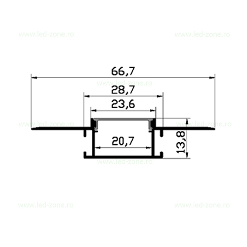 Profil Aluminiu Incastrat Sub Tencuiala 1M 20.7MM LZ1772 1 profil aluminiu incastrat sub tencuiala 1m 2m 20mm lz1772 lz6573
