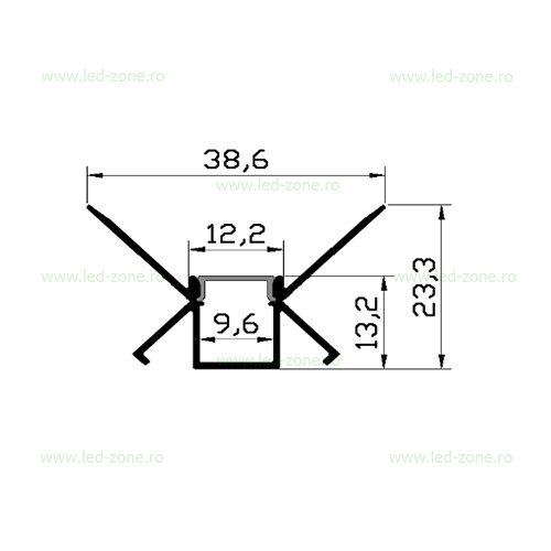 Profil Aluminiu Incastrat Sub Tencuiala 2M Colt Interior 9.6MM LZ9552 1 profil aluminiu incastrat sub tencuiala 1m 2m colt interior 9mm lz276 lz9552 1