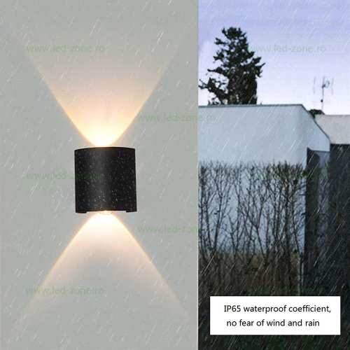 Aplica LED 2x1W Exterior Neagra LZ2056-2 Alb Natural 5 aplica led 2x1w exterior lz2056 2 alb natural 4