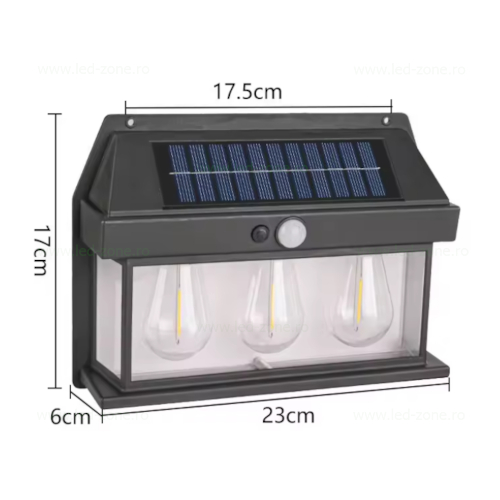 aplica led exterior 3w led solara cu senzor als01