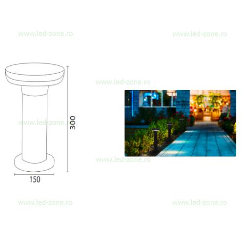 Stalp LED Gradina 12W Rotund 30cm DEXTER 5 stalp led gradina 12w rotund 30cm dexter 1