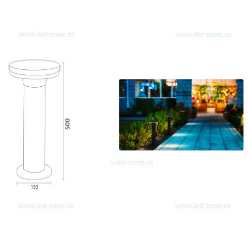 stalp led gradina 12w rotund 50cm dexter 1