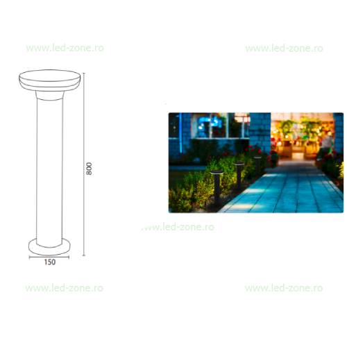Stalp LED Gradina 12W Rotund 80cm DEXTER 5 stalp led gradina 12w rotund 80cm dexter4 1