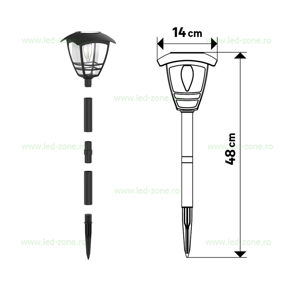 stalp gradina solar cu filament nebi 3