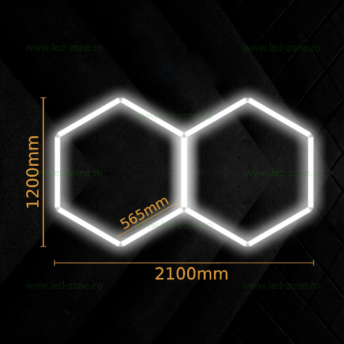 set 2 hexagoane led honeycomb 90w tuburi 566mm 5