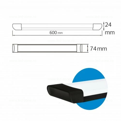 corp iluminat led 27w 60cm mat ip21 10