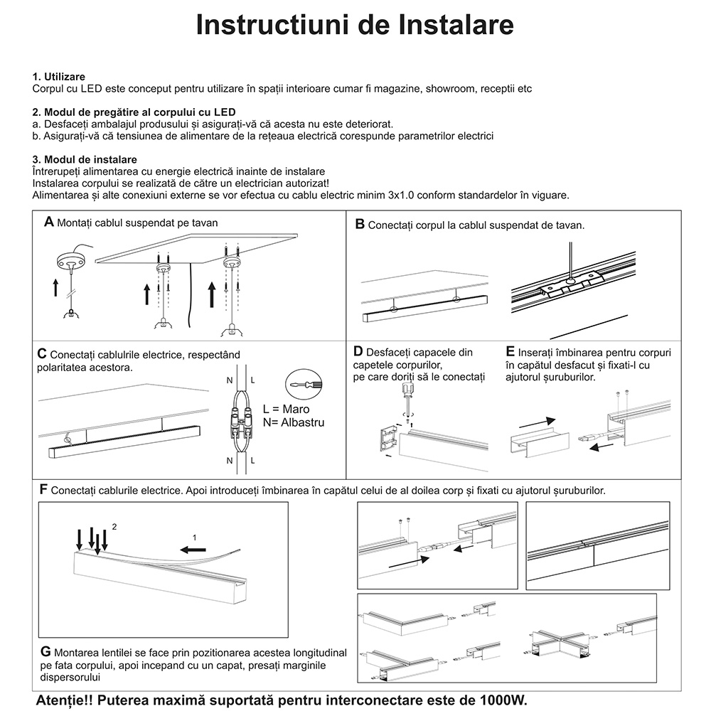 Corp Iluminat LED 8W Interconectabil Suspendat 90 Grade 5 corp iluminat led interconectabil suspendat 90 grade instructiuni