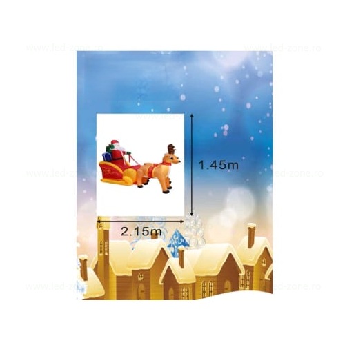 Figurina Gonflabila Sanie cu Reni 2.3m LZ-9223 1 figurina gonflabila sanie cu reni 23m lz 9223 1