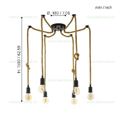 Lustra Rustic Spider 6 Socluri E27 LZ43195 4 lustra rustic spider 6 socluri e27 lz43195 1