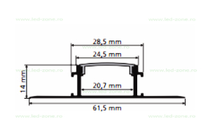 Profil Incastrat Sub Tencuiala 2M 20.7MM 5 profil incastrat sub tencuiala 2m 62mm 0